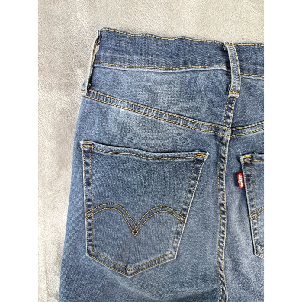 Levis Jeans Womens Blue Denim Mile High Super Skinny BIG E Premium Size 22x28 - Picture 13 of 13